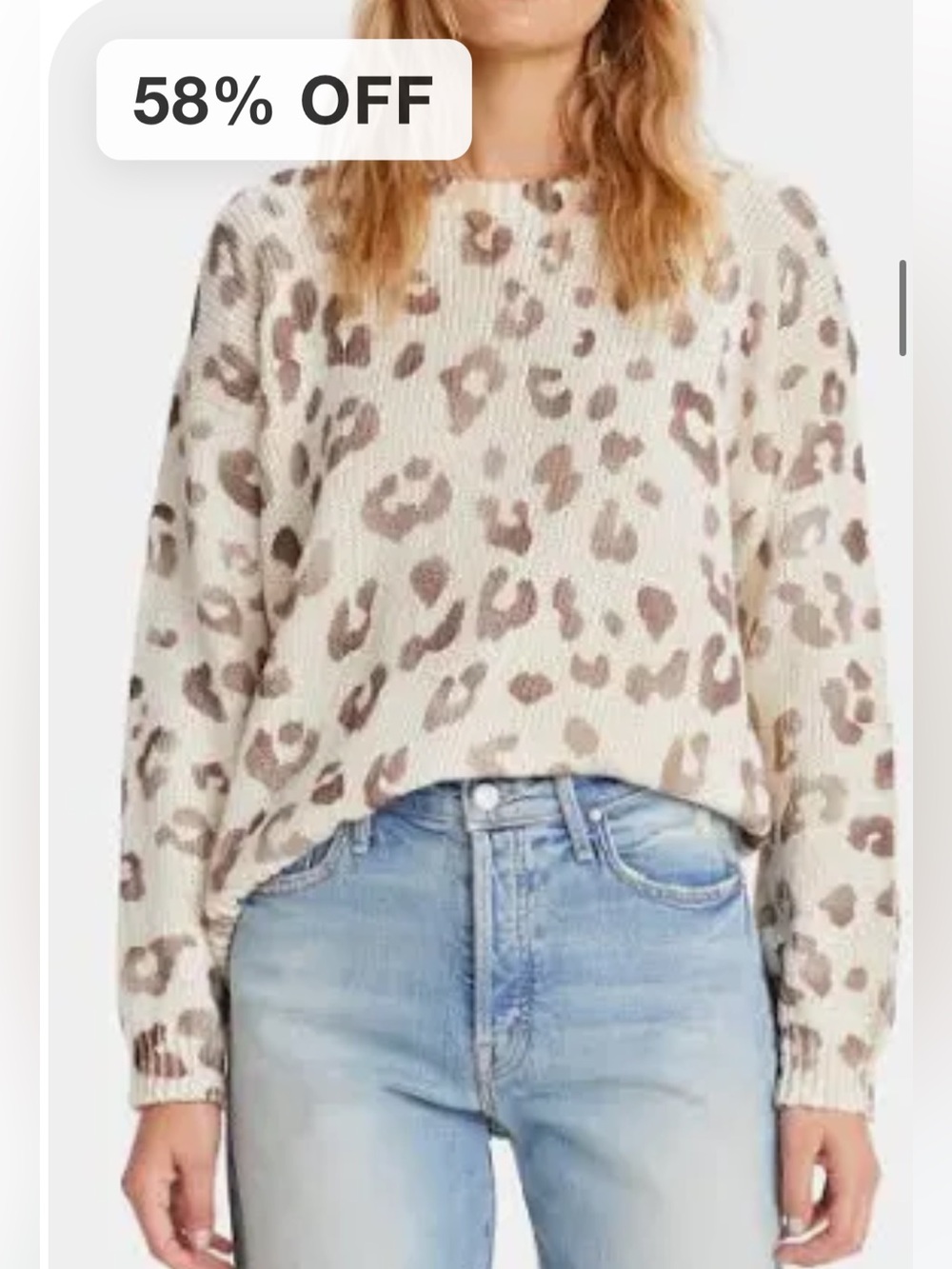 Mother The Jumper Leopard Print Pullover Sweater Cream Size XS